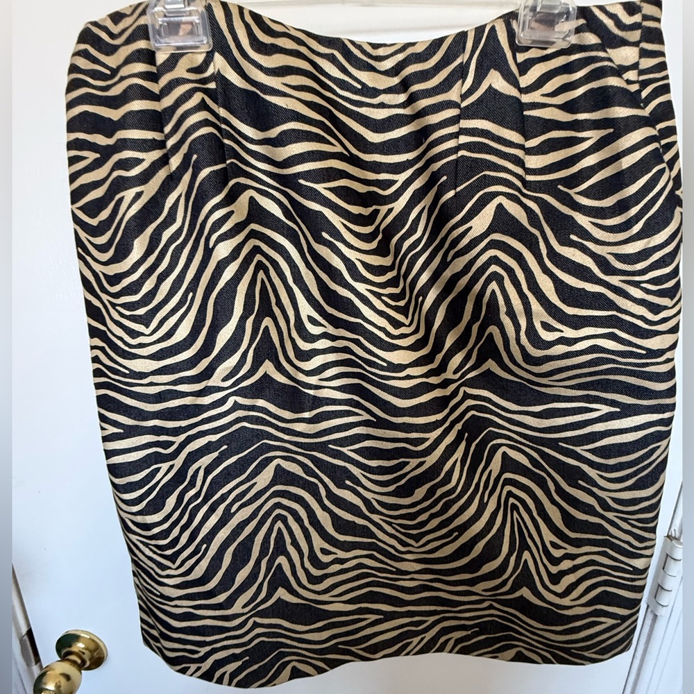 Ellen Tracy Black and Cream Zebra Pencil Skirt